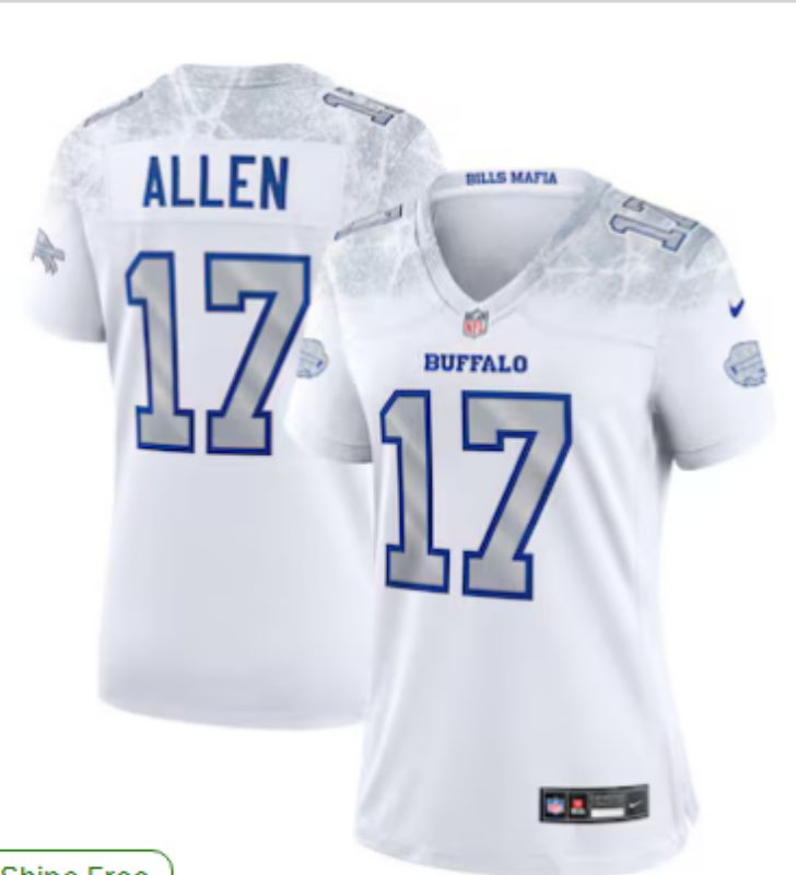 Women Buffalo Bills #17 Josh Allen Nike White 2025 Rivalries Collection Limited NFL Jersey->texas rangers->MLB Jersey